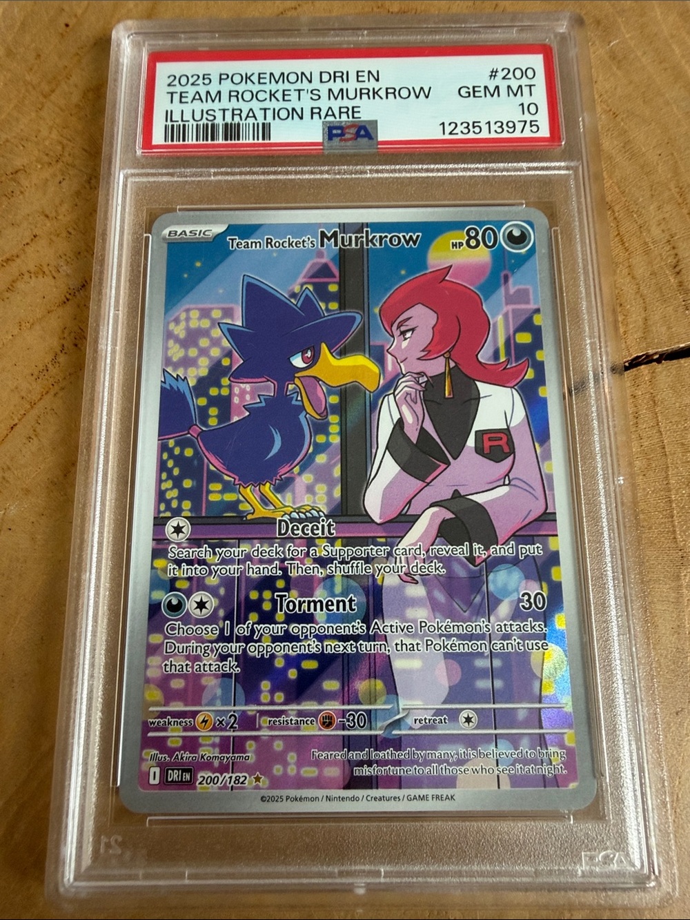 PSA 10 Pokemon Team Rocket's Murkrow Full-Art Card - Purple Pink Blue Holo